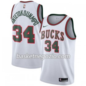 Canotte Uomo Milwaukee Bucks Giannis Antetokounm 34 Nike 2017-18 Hardwood Classics Bianco Swingman
